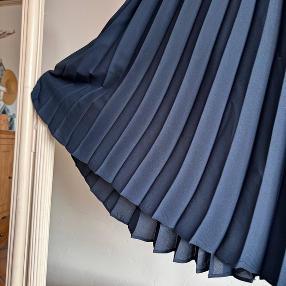 Max Edition Pleated Long Skirt Navy - Picture 3 of 6